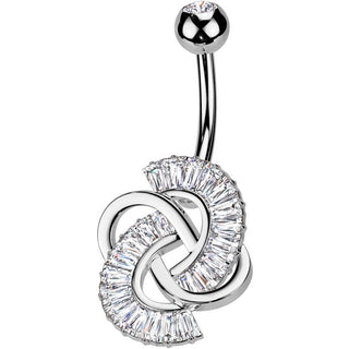 Piercing Nombril nœud zircone taille baguette 