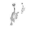 Piercing Nombril aile de papillon pendentif zircone