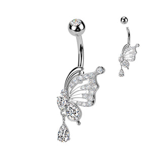 Piercing Nombril aile de papillon pendentif zircone