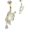Piercing Nombril aile de papillon pendentif zircone
