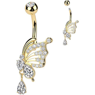 Piercing Nombril aile de papillon pendentif zircone