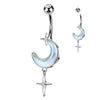 Piercing Nombril croissant de lune croixs pendentif zircone