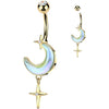 Piercing Nombril croissant de lune croixs pendentif zircone