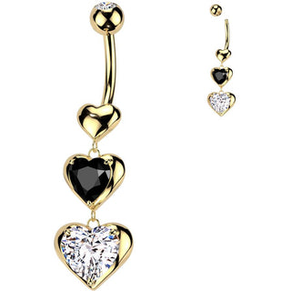 Piercing Nombril 3 cœurs pendentif zircone