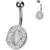 Piercing Nombril pierre œil de chat zirconias taille baguette
