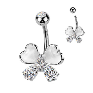 Piercing Nombril papillon zircone pierre œil de chat