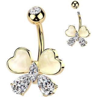 Piercing Nombril papillon zircone pierre œil de chat