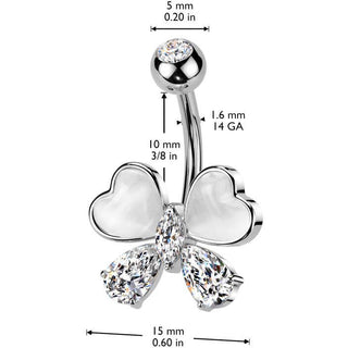 Piercing Nombril papillon zircone pierre œil de chat