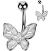 Piercing Nombril papillon pierres œil de chat zircone