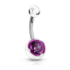 Piercing Ombelico Sfera con rosa in acrilico e Argento