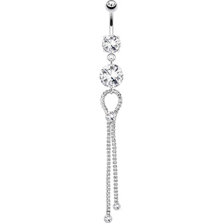 Belly Button Piercing Chains dangle Zirconia Silver