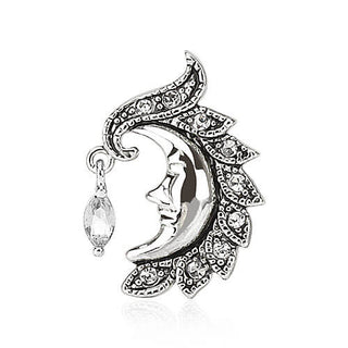 Belly Button Piercing Top Down Moon Zirconia Silver