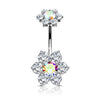 Belly Button Piercing Flower Zirconia Internally Threaded