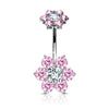 Belly Button Piercing Flower Zirconia Internally Threaded