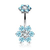 Belly Button Piercing Flower Zirconia Internally Threaded