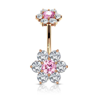 Belly Button Piercing Flower Zirconia Internally Threaded