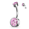 Belly Button Piercing Zirconia Round Internally Threaded