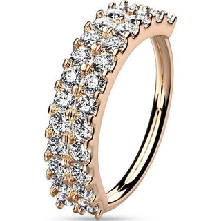 Anello Piercing Doppia linea di zirconi Pieghevole