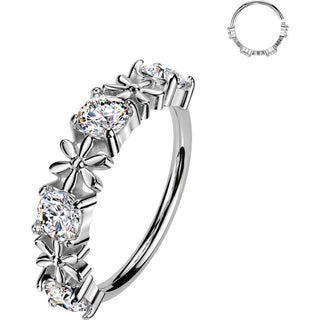 Ring flower round zirconia Bendable