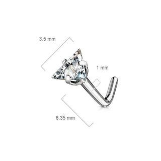 Nasenstecker L-Form Dreieck Zirkonia Silber