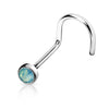 Nasenstecker Opal Flach Silber