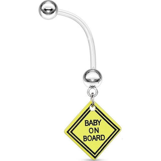 Belly Button Piercing BABY ON BOARD dangle