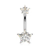 Piercing Ombelico Zircone a stella Filettatura Interna
