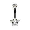 Belly Button Piercing Star Zirconia Internally Threaded