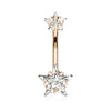 Piercing Ombelico Zircone a stella Filettatura Interna