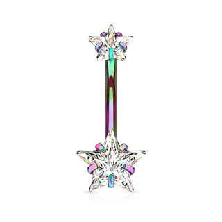 Piercing Ombelico Zircone a stella Filettatura Interna