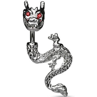 Belly Button Piercing Dragon Zirconia Silver