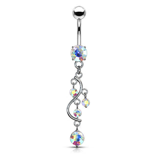 Piercing Ombelico Pendente a grappolo di zirconi