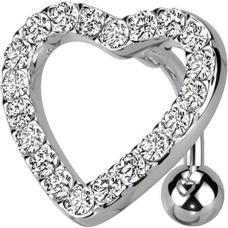 Belly Button Piercing Top Down Heart Zirconia