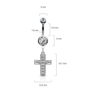 Belly Button Piercing Cross dangle Zirconia