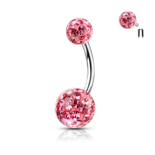 Belly Button Piercing Ball Zirconia Silver Internally Threaded