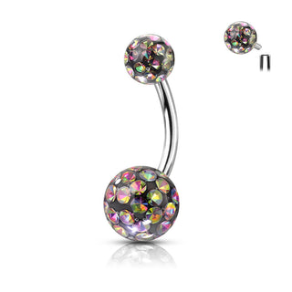 Belly Button Piercing Ball Zirconia Silver Internally Threaded