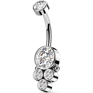 Piercing Ombelico 5 Zirconi Filettatura Interna