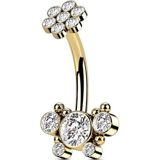 Piercing Ombelico Fiore in zirconi Filettatura Interna