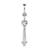 Belly Button Piercing Heart dangle Zirconia Silver