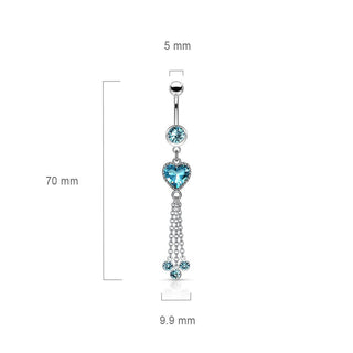 Belly Button Piercing Heart dangle Zirconia Silver