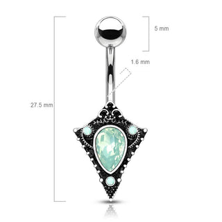 Belly Button Piercing Vintage Opal Silver