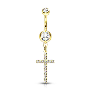 Belly Button Piercing Cross dangle Zirconia