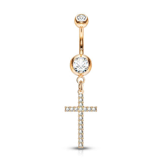 Belly Button Piercing Cross dangle Zirconia