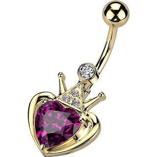 Belly Button Piercing Heart Crown Zirconia