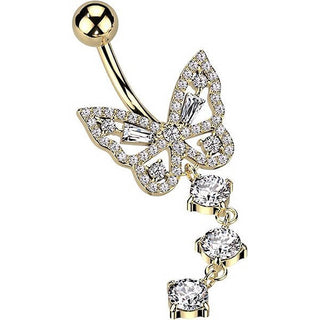 Belly Button Piercing Butterfly dangle Zirconia