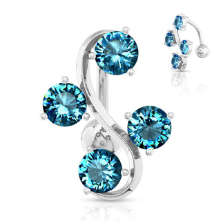 Belly Button Piercing 4 Zirconia Silver