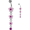 Belly Button Piercing Flower dangle Zirconia