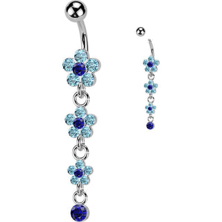 Belly Button Piercing Flower dangle Zirconia