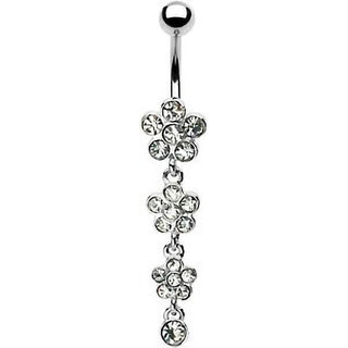 Piercing Ombelico Pendente con fiori di zirconi