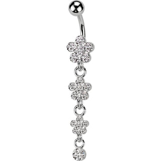 Belly Button Piercing Flower dangle Zirconia